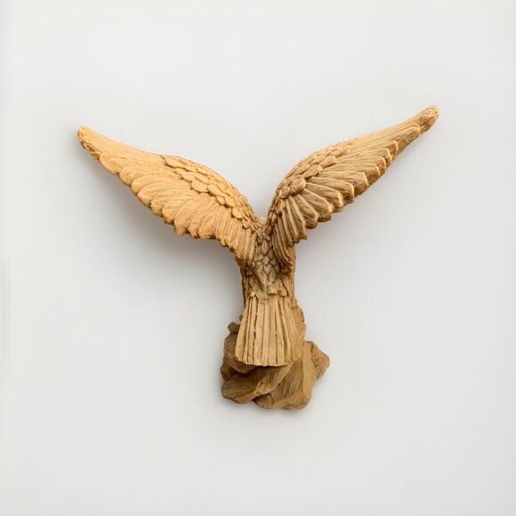 Vintage Eagle Sculpture Statue 12”H 13” Wing Span Red Eyes Soaring Mexico - Picture 7 of 16